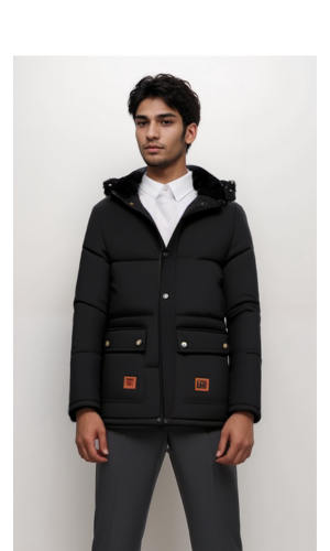 Windproof Fleece Thick Jacket Coat Men Fashion Hooded Fur Collar